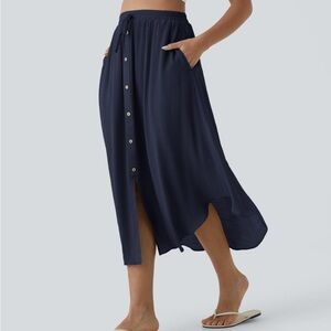 HALARA Navy Blue High Waisted Drawstring Midi Skirt - NWT - XLP 16